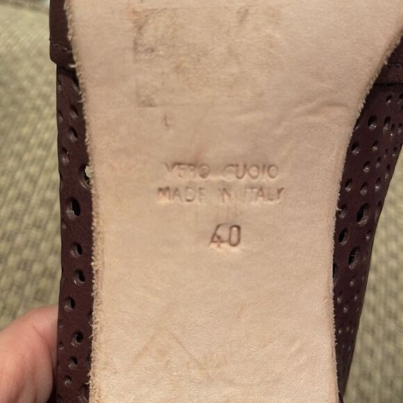 Latitude Femme Perforated Open Toe Brown Leather Strappy Ankle Booties Sz 40 - Picture 10 of 11